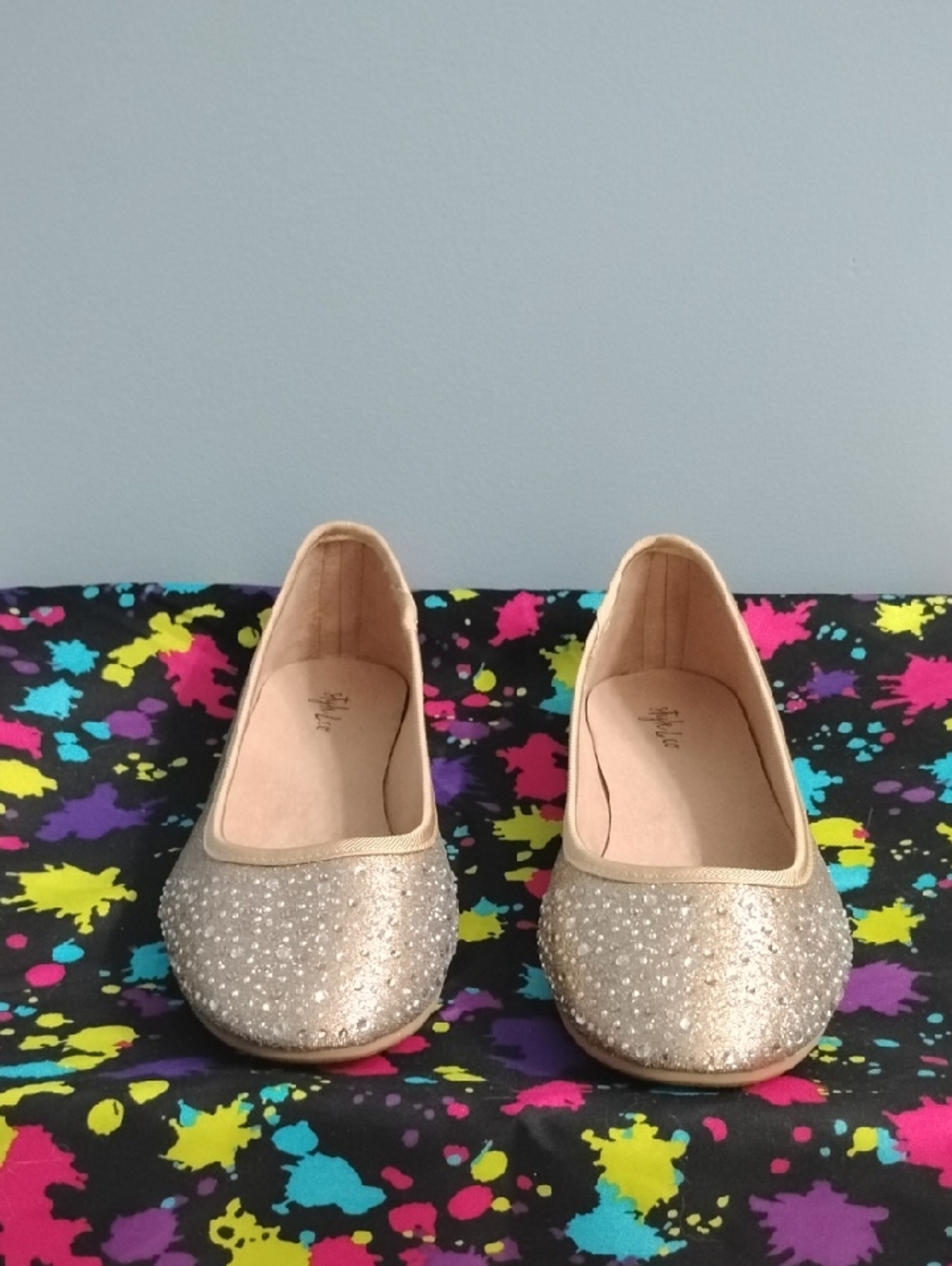 Style & Co. Sparkle Ballet Flat in Nude Trim Size 8.5 W